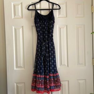 Luxology Navy, White Midi Dress Size 4